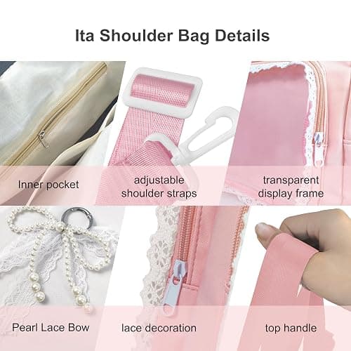 KJEYOB Ita Bag,DIY Clear Pin Display Bag with Insert and Accessories,Anime Kawaii Ita Crossbody Purse,Women Y2K Shoulder Bags thumbnail 8
