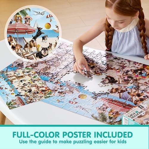 JOYIN 300 pcs Vacation Pups Dog Puzzles, Jigsaw Puzzle for Kids and Adults(27.6" x 19.7"), Vacation Puppy Theme Puzzles for Toddlers, Christmas Collection Gift Home Art Decor thumbnail 4