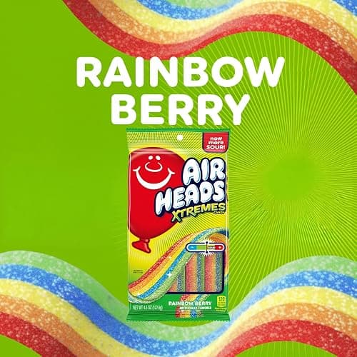 Airheads Xtremes Belts Candy, Rainbow Berry, 4.5 Ounces (12-Pack) | Individually Wrapped Bulk Chewy Candy, Artificially Flavored thumbnail 3