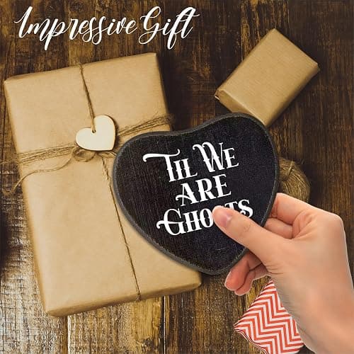 Til We Are Ghosts - Gothic Wooden Wall Art - 6 X 5 Inch Heart-Shaped Wood Plaque With A Hook On Back Side, whimsigoth, Halloween witchy home decor, Valentine's day Gifts For Women Men Lover - C04 thumbnail 4