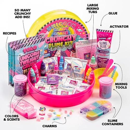 YOLO Unicorn Candy Craze Slime Kit – DIY Holiday Unicorn Slime Set for Girls with 40+ Add-Ins, Glitter & Cloud Slime Supplies, Xmas Gift for Kids 8–12 thumbnail 3