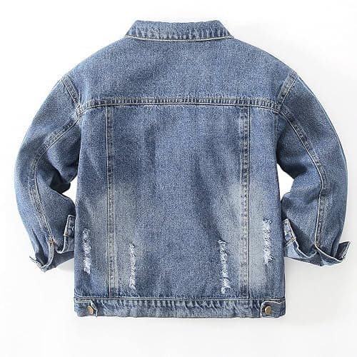 Girls Boys Jean Jacket for (4-14 Years Kids) Trendy Cozy Soft Ripped Denim Coat Casual Outerwear School Travel Teen Gift thumbnail 4