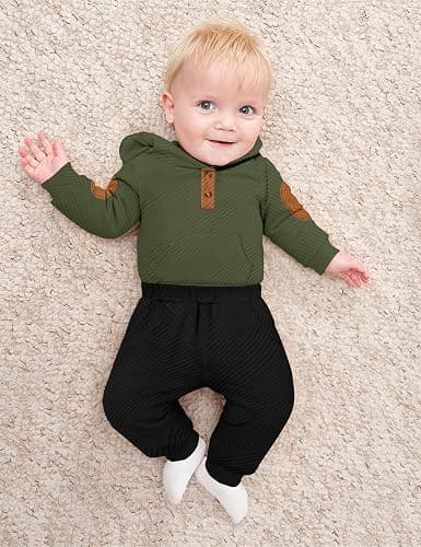 Fommy Baby Boy Clothes Colorblocked Long Sleeve Hoodie + Long Pants 2PCS Fall Winter Outfits Set thumbnail 4
