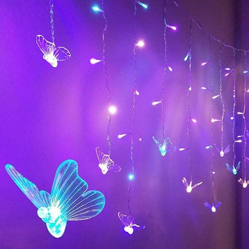 Butterfly Fairy Lights for Bedroom Curtain Lights Twinkle Pastel Cute String Lights Led Hanging for Kids Girls Room for Wall Bed Ceiling Decor with Remote Dimmer - Image 1