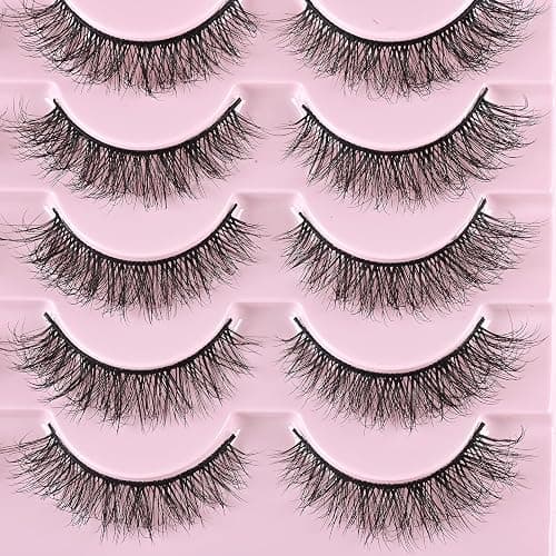 FARRED Natural Lashes Short Eyelashes Wispy False Mink Lash Pack 14 Pair Natural Look Fluffy Cat Eye Strip Eyelash Small Fake Lashes Full Pestañas Sets for MUA and Beginners Daily Makeup (F1 | 8-14mm) thumbnail 4