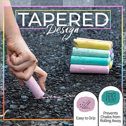 Loddie Doddie Sidewalk Chalk for Kids - 50 Count, 12 Multicolor Jumbo Sticks - Non-Toxic & Washable Bulk Chalk Pack in Reusable Bucket - Easy Grip for Vibrant Outdoor Kids Activities thumbnail 4