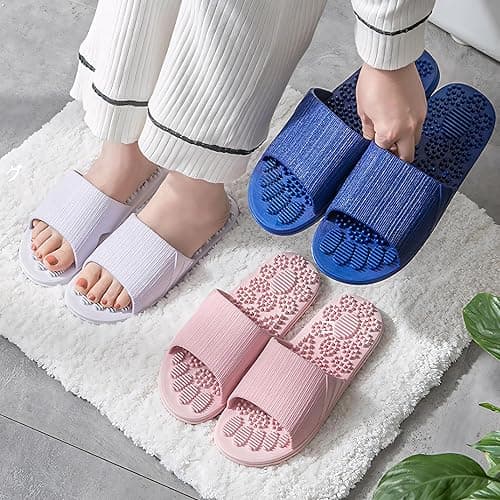 SvaTao Acupressure Massage Slippers Therapeutic Reflexology Sandals for Foot Acupoint Massage Shiatsu Arch Pain Relief Non-Slip Massage Shoes for Bath Shower (Gray, 7.5-8) thumbnail 7