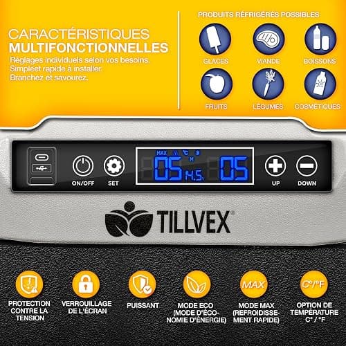 tillvex® Glacière à Compresseur | Congélateur Electrique avec Contrôle WiFi-APP, Port USB, 12/24 V 230V | Réfrigérateur jusqu'à -20 °C pour Voiture, Camion, Bateau, Camping-Car, Camping (Gris, 40 L) thumbnail 7