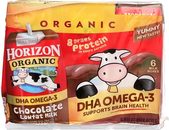 Horizon Organic Shelf-Stable 1% Low Fat milk Boxes with DHA Omega-3, Chocolate, 8 oz., 6 Pack - Image 1