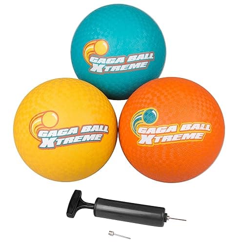 SCS Direct Gaga Playground Balls 3pk (8.5 inches) w Air Pump- Durable Rubber Pack for Dodgeball, Kickball, Gagaball Official Play and School - Fun Outdoor Toys and Accessories Gift for Kids - Image 1