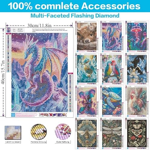 Meothan Multipack Diamond Art Kits for Adults, 12 Pack Animals Diamond Painting Kits for Adults, 5D DIY Round Dimond Gem Art Packs of 12, Home Decor Gift 12x16inch thumbnail 3
