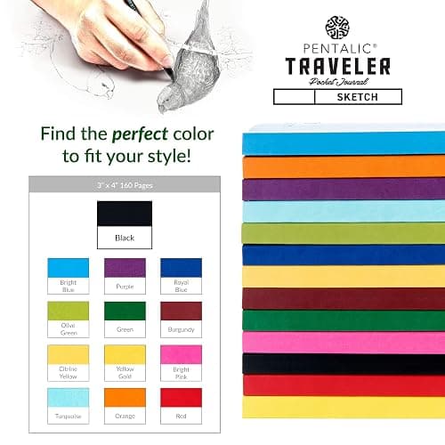 Pentalic 3" x 4" Pocket Sketchbook Traveler Journal, 160 Pages, Black thumbnail 6