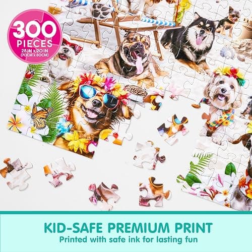 JOYIN 300 pcs Vacation Pups Dog Puzzles, Jigsaw Puzzle for Kids and Adults(27.6" x 19.7"), Vacation Puppy Theme Puzzles for Toddlers, Christmas Collection Gift Home Art Decor thumbnail 3