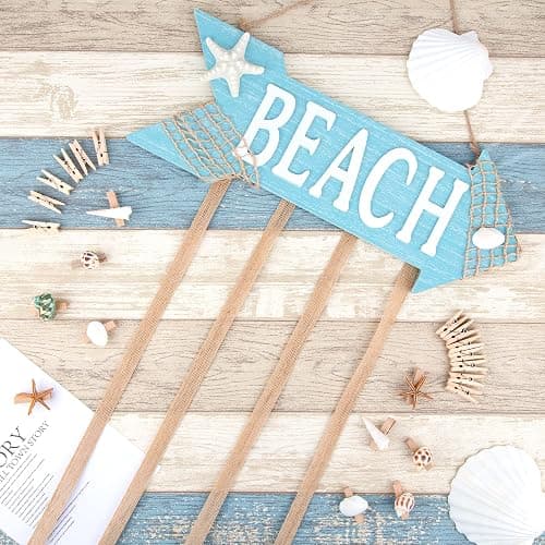 WeDoSoy Coastal Style Hanging Photo Display Holder with 30 Clips (10 Shell Clips), Wooden Frames Wall Picture Organizer for Beach Decor, Collage Display, Postcards, Holiday Cards & Home Decoration thumbnail 2