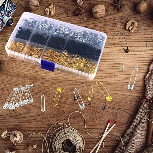 720 Pcs 3 Colors Safety Pins 4 Sizes Strong Safety Pins with Storage Box Assorted for Craft Sewing Art Clothes Jewelry Making(Gold, Black, Silver) thumbnail 2
