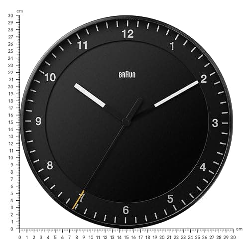 Braun Classic Large Analogue Wall Clock with Silent Sweep Movement, Easy to Read, 30cm Diameter in Black, Model BC17B. thumbnail 5