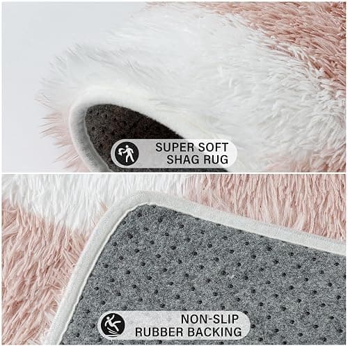 PureCozy Checkered Rug 6x9 for Living Room, Pink and White Modern Shag Rug Washable Non-Slip Large Area Rug Super Soft Indoor Fuzzy Carpet Fluffy Rugs for Bedroom Home Aesthetic Decor thumbnail 6