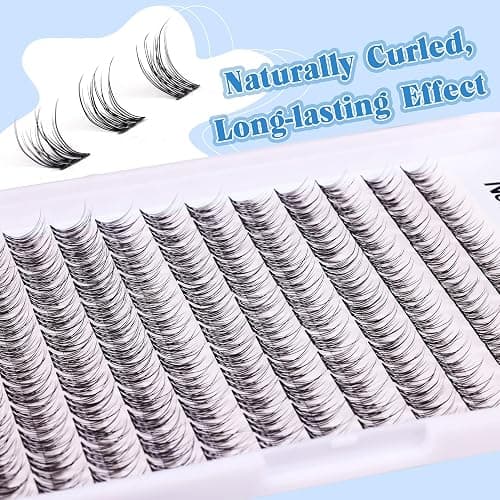 Natural Lash Clusters Kit DIY Eyelash Extension Kit Wispy Eyelash Clusters Individual Lashes Extension Kit CC Curl 9-11MM Lash Bond and Seal Tweezers for Beginner by Newcally thumbnail 3
