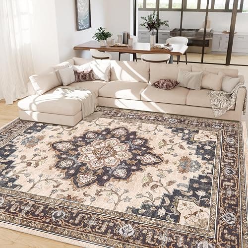 CAPALOCA Machine Washable Rugs Nursery Rug 5x7 Cute Girl Non Slip Low Pile Water Repellent Soft Print Pattern for Bedroom Indoor Decor Kids Playroom Coffeebeige thumbnail 2