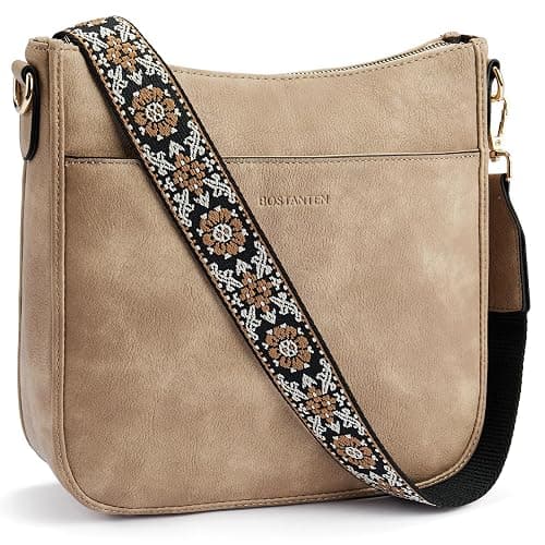BOSTANTEN Crossbody Bags for Women Trendy Vegan Leather Hobo Purses Shoulder Handbags With Wide Shoulder Strap - Image 1