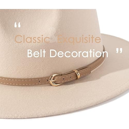 Lisianthus Women Classic Felt Fedora Wide Brim Hat with Belt Buckle thumbnail 3