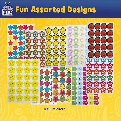 PURPLE LADYBUG Teacher Stickers for Students - 4960 Reward Stickers for Kids Classroom Supplies, Teacher Must-Haves for Classroom Reward Charts, Star, Back to School Gift thumbnail 4