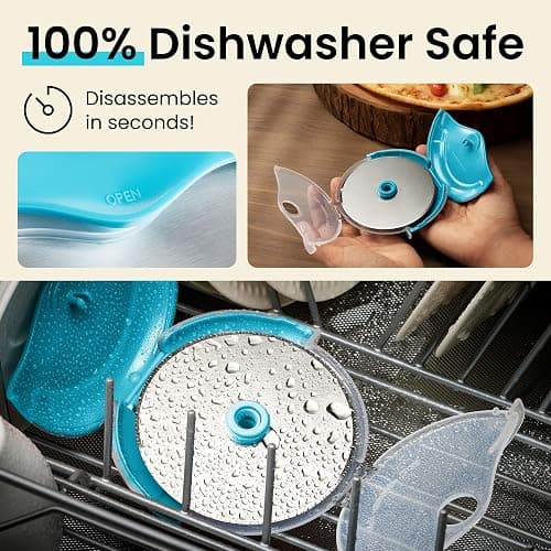Kitchy Pizza Cutter Wheel with Protective Blade Cover, Ergonomic Pizza Slicer (Blue) thumbnail 5