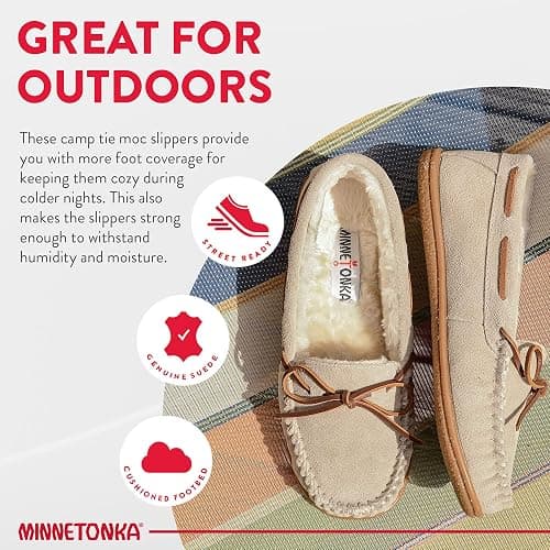 Minnetonka Women's Camp Tie Moc - Indoor/Outdoor Cozy Slippers with Durable Sole thumbnail 6