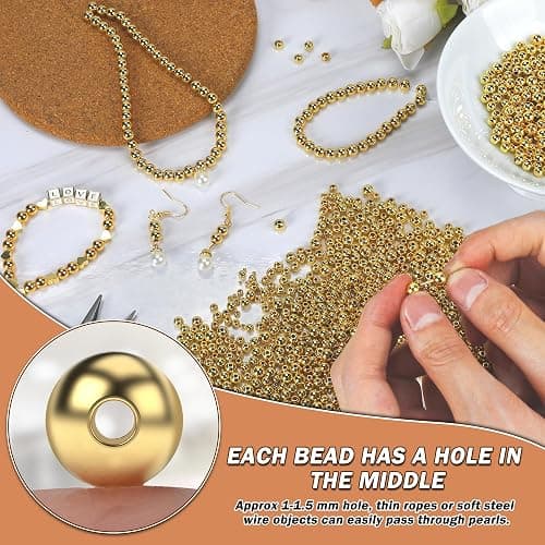 LETORIA 18K 400pcs Mix Gold Filled Beads for Bracelets Seamless 2/3/4/5/6mm 5 Size Gold Spacer Beads Non Tarnish for Jewelry Making Necklaces Earring Pendant Smooth for DIY Craft Making thumbnail 6
