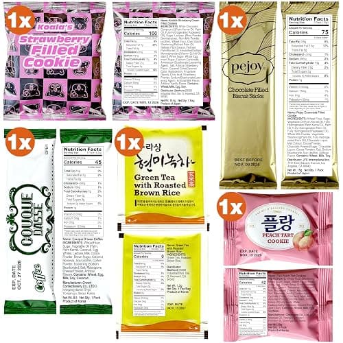 Dagaon Korean Japanese Snack Box - 20 Count. Assortment of Treats from Korea and Japan. Including Ramen, Biscuits, Cookies, Pies, Crackers, Chips, Candies. Dagashi Collection Set. thumbnail 5