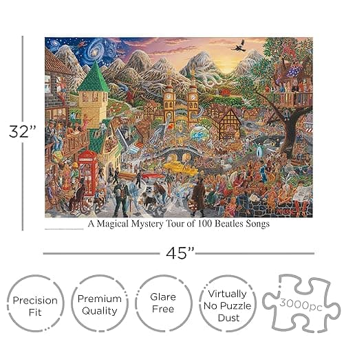 AQUARIUS The Beatles Magical Mystery Tour (3000 Piece Jigsaw Puzzle) - Officially Licensed Beatles Merchandise & Collectibles - Glare Free - Precision Fit - 32 x 45 Inches thumbnail 3
