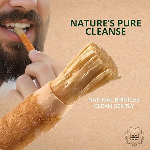 Rawaha 2 Pcs Miswak Sticks - Vacuum Sealed Natural Chewing Miswak Sticks for Teeth - Natural Flavored Toothbrush for Teeth Whitening, Oral Health, and Fresh Breath || Pack of 2 thumbnail 4