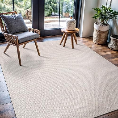 CAMILSON Easy Jute Rug 6x9, Indoor Outdoor Off-White Farmhouse Area Rugs for Living Room Patio and Kitchen Rug, Solid Woven Design, Easy-Cleaning, Washable Outside Carpet Alfombras (6 x 9) thumbnail 4