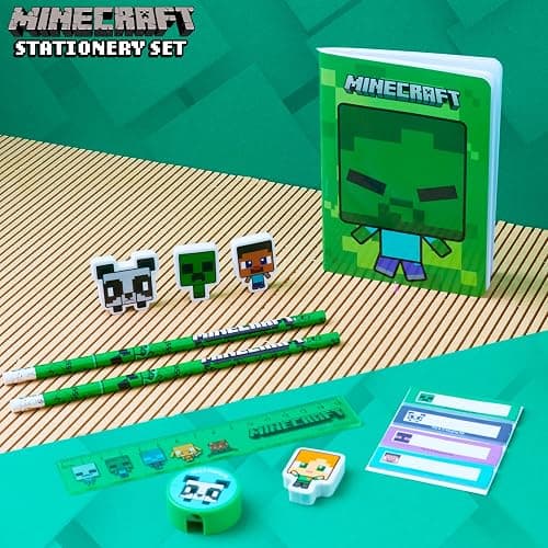 Minecraft Filled Pencil Case and Stationery Set for Kids, School Supplies - Gifts for Boys (Green) thumbnail 2