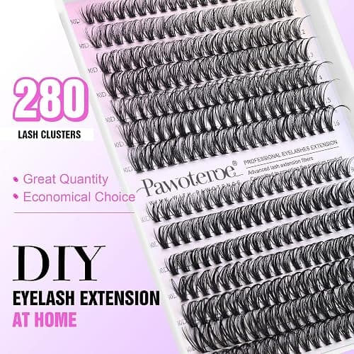 Pawotence Lash Clusters 280pcs Individual Lashes 30D 40D Cluster Eyelash Extensions 9-16mm Eyelash Clusters Lash Extensions for Self Application (30D&40D, 0.07D, 9-16mm) thumbnail 2
