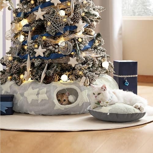 Lesure Cat Tunnel Bed for Indoor Cats - Cute Cat Donut Tunnel Toys for Small Large Cats with Washable Circle Cushion, Round Pet Peekaboo Cave Toy for Kitten/Puppy/Rabbit, Standard Galaxy Grey thumbnail 6