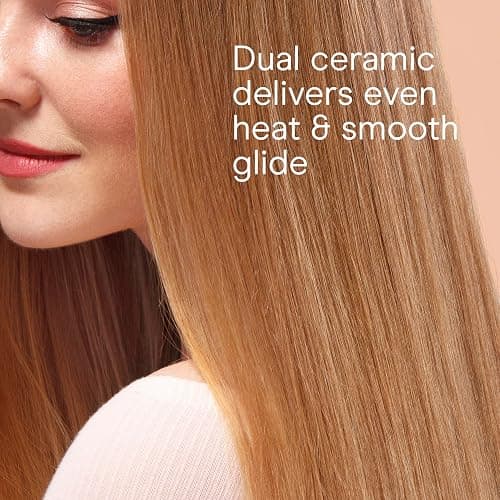 Conair Double Ceramic Flat Iron, 1-Inch Flat Iron, 5 Digital Temp Settings Up to 410°F, Extra-Long Plates, For All Hair Types and Textures, White thumbnail 5