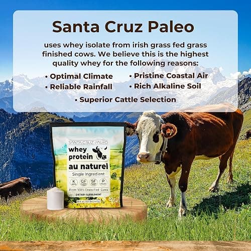 Santa Cruz Paleo Whey Protein Powder, Unflavored, 20 G Grass Fed Whey Protein Isolate Per Serving, Gluten Free, Paleo & Keto Friendly, No Sugar Added, Protein Shake Mix, 20 Servings, 0.97 lbs thumbnail 5