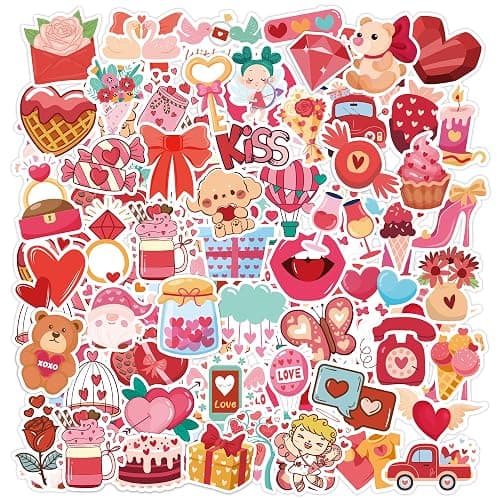 Valentines Party Favors | 100 PCS Valentines Stickers - Toddler Valentine's Day Gifts for School Classroom | Heart Stickers for Boys Girls | Crafts Accessories Treats - Image 1