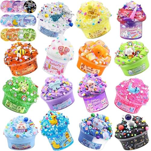 LAWOHO 15 Pack Slime Kit Different Textures, DIY Crunchy Slime Set with Various Charms and Add-ins, Perfect Kids Butter Slime Party Favors & Stress Relief Toys for Girls Boys Goodie Bags Stuffers - Image 1