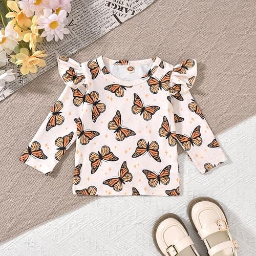 HINTINA 2PCS Baby Girls Clothes Toddler Jumpsuit Rompers Adjustable Ripped Jeans Overalls Set with Long Sleeve Stripe T-Shirt thumbnail 5