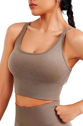 JOYSPELS Womens Seamless Longline Sports Bra, Yoga Top with Removable Pads | Slim Strap, 4-Way Stretch, Crop Top for Gym, Workouts & Running. Soft, Breathable & Supportive thumbnail 4
