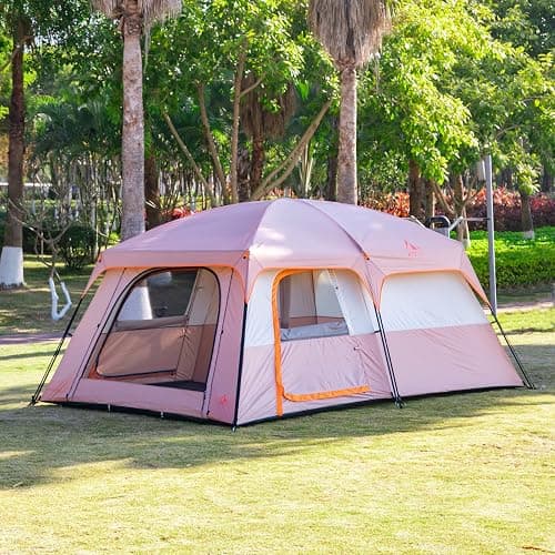 KTT Extra Large Tent 6-10-12-14 Person(A),Family Cabin Tents,2 Rooms,3 Doors and 3 Windows with Mesh,Straight Wall,Waterproof,Double Layer,Big Tent for Outdoor,Picnic,Camping,Family Gathering thumbnail 4