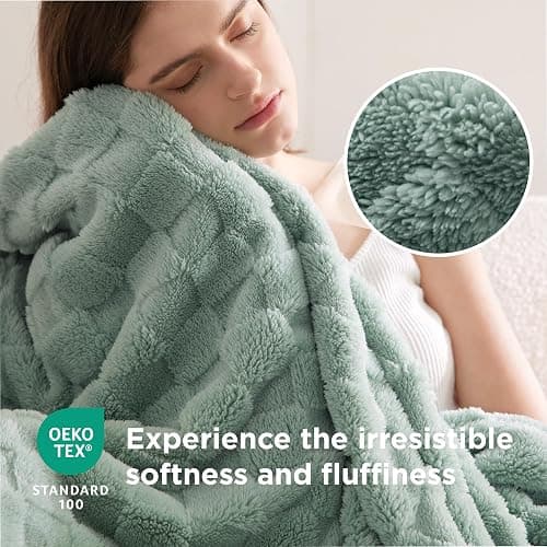 Bedsure GentleSoft Sage Green Throw Blanket for Couch - Checkered Fleece Blankets Gifts for Women Men Girls, Cute Soft Cozy Throw for Bedroom Home Decor Gifts, 50x60 Inches thumbnail 5