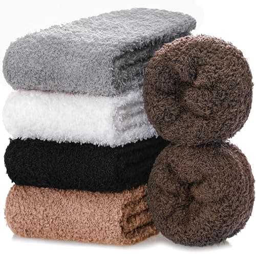 FNOVCO Womens Fuzzy Socks Super Soft Fluffy Winter Warm Cozy Home Sleeping Socks thumbnail 6