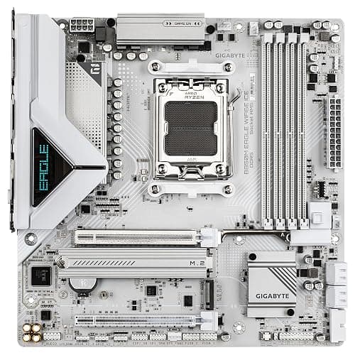 GIGABYTE B850M EAGLE WIFI6E ICE Motherboard - AMD Ryzen 9000 Series CPUs, 8+2+2 Phases Digital VRM, up to 8200MHz DDR5 (OC), 1xPCIe 5.0 + 1xPCIe 4.0 M.2, Wi-Fi 6E, 2.5 GbE LAN, USB 3.2 Gen 2 thumbnail 2
