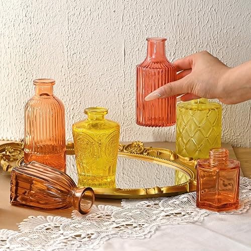 30 Pcs Colored Bud Vase Set,Vintage Glass Vases for Flower Centerpieces Wedding & Party Decor,Home Table Decorations,Bud Vases in Bulk for Housewarming thumbnail 5