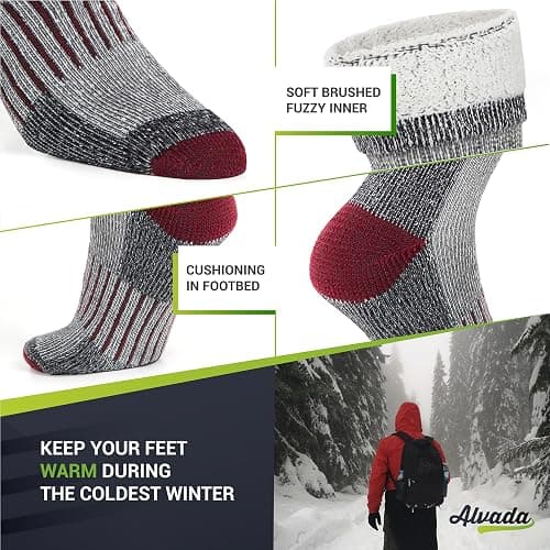 Alvada Warm Thermal Wool Socks for Winter Moisture Wicking and Breathable Cozy Boot Socks thumbnail 4