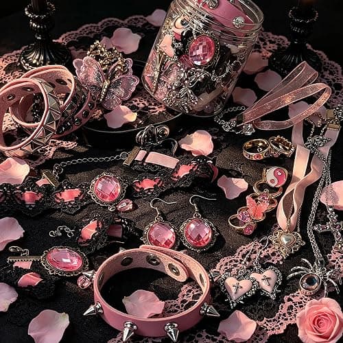 Mystery Jewelry Jar for Women, Gothic Witchy Vintage Jewelry Gift Set(Goth Boho Mixed Punk Everyday Necklaces,Earrings, Rings,Bracelets/Bangles),Unique Alternative Fashion Romantic Cute Present for Her thumbnail 5