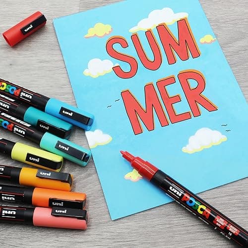 Posca Water Based Permanent Marker Paint Pen - Multi Surface Use - PC-3M 0.9-1.3mm Fine - Set of 16 Pens in Plastic Gift Wallet - Full Spectrum thumbnail 5